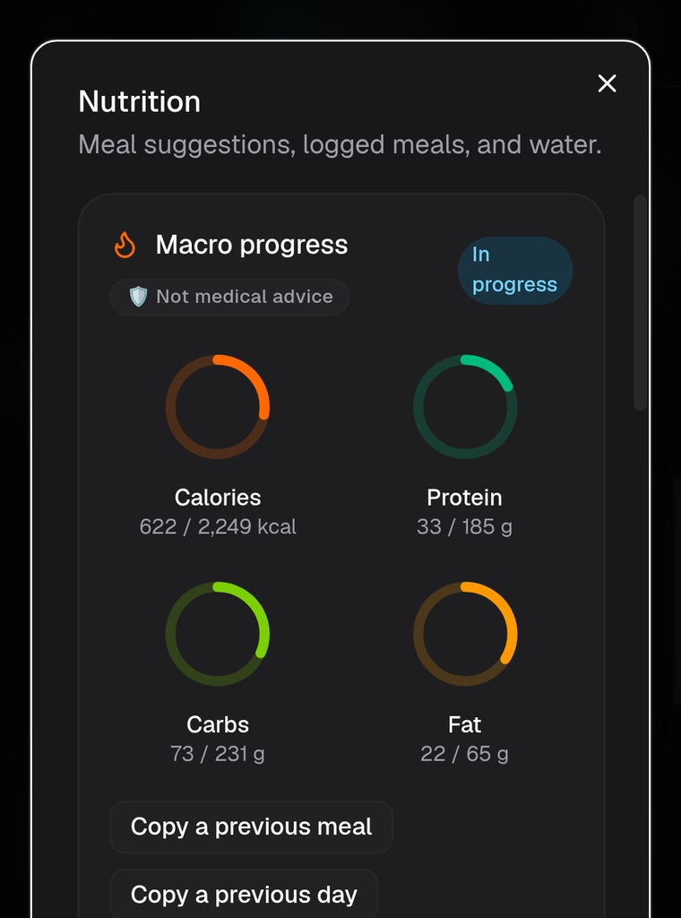 Your daily macros, at a glance.